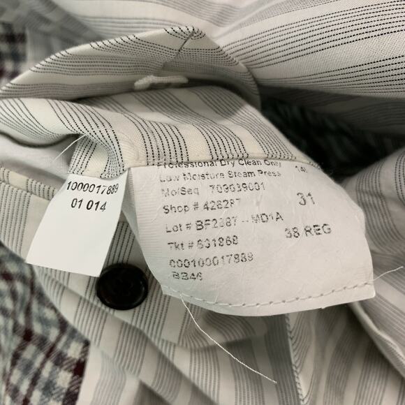 BLACK FLEECE Size 38 Burgundy Grey Cream Checkered Wool Blend 31 Suit - Picture 8 of 10